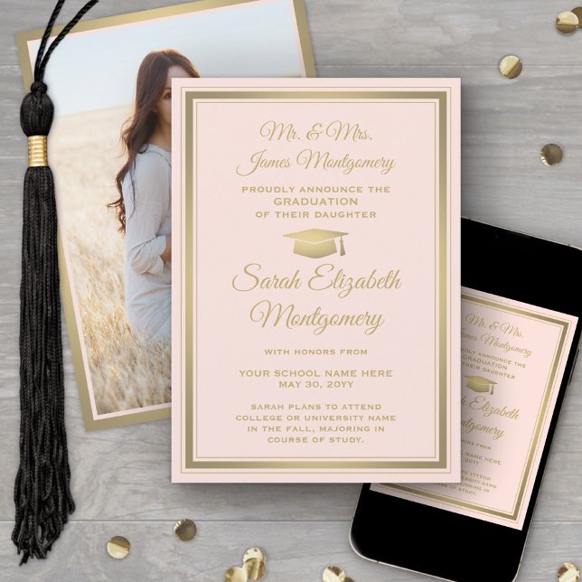 Photo From Parents Blush Pink and Gold Graduation Announcement (Creator Uploaded)