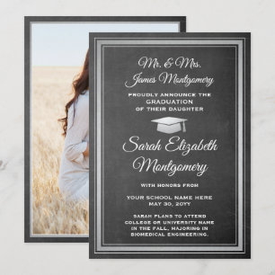 Photo From Parents Chalkboard & White Graduation Announcement
