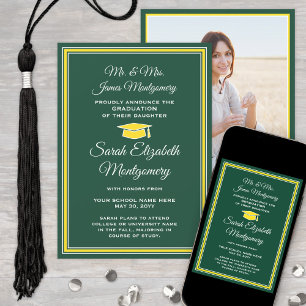 Photo From Parents Green & Gold Formal Graduation Announcement