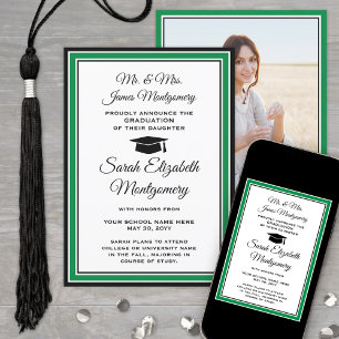 Photo From Parents Green White & Black Graduation Announcement