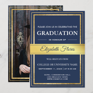 Photo From Parents Navy Gold and White Graduation Announcement