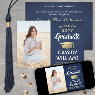 Photo From Parents Navy Gold & White Graduation Announcement