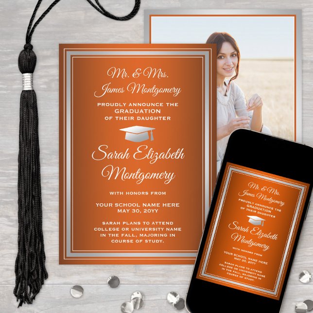 Photo From Parents Orange & White Ombre Graduation Announcement (Creator Uploaded)