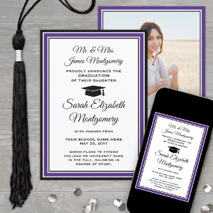 Photo From Parents Purple and White Graduation Announcement