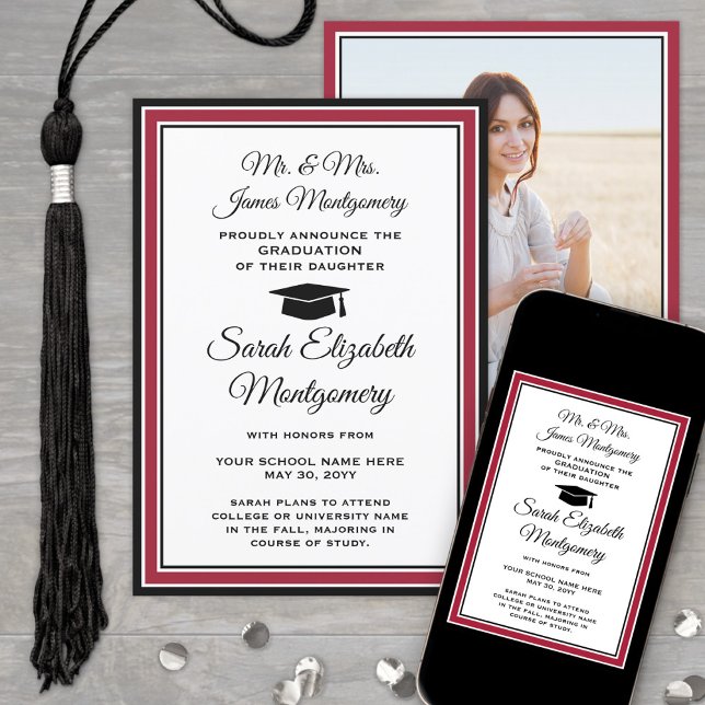 Photo From Parents Red White and Black Graduation Announcement (Creator Uploaded)