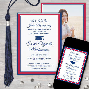 Photo From Parents Red White and Blue Graduation Announcement