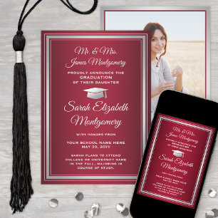 Photo From Parents Red White and Silver Graduation Announcement