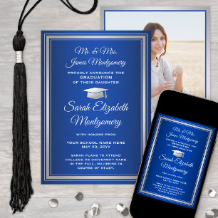 Photo From Parents Royal Blue and White Graduation Announcement