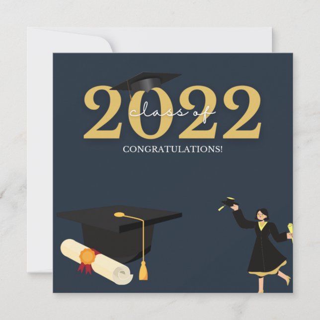 Photo From Parents Royal Blue And White Graduation Holiday Card (Front)