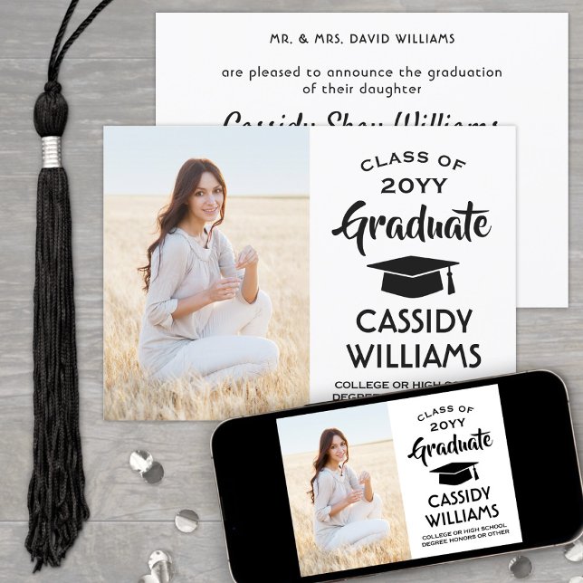 Photo From Parents Simple Black & White Graduation Announcement (Creator Uploaded)