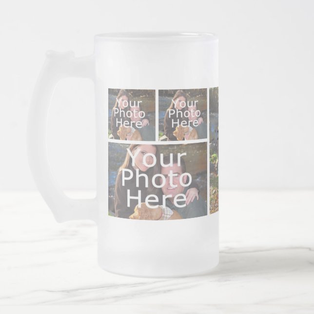Photo Frosty Glass Mugs - personalised Collage Mug (Left)