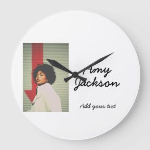 Photo full name date simple minimal girl woman  large clock