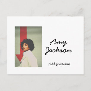 Photo full name date simple minimal girl woman postcard