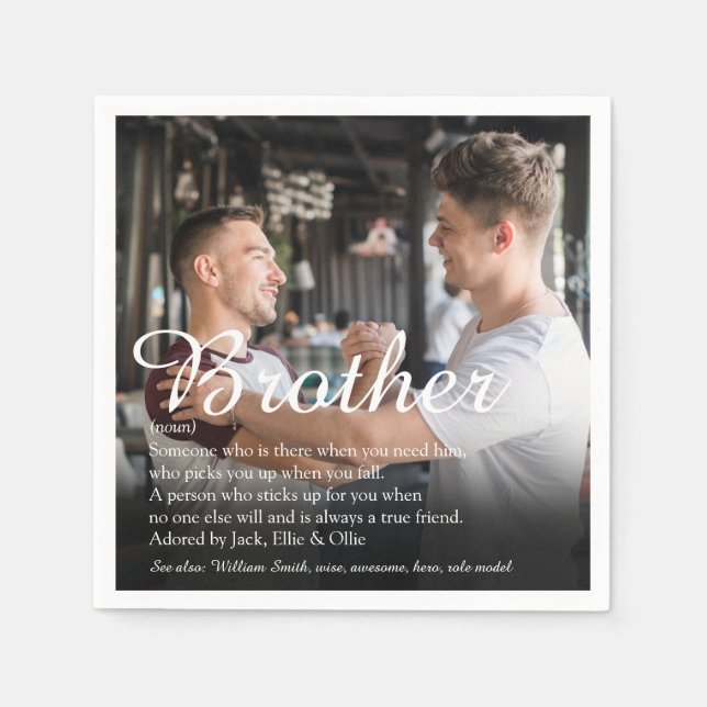 Photo Fun Cool Best Brother Ever Definition Napkin (Front)