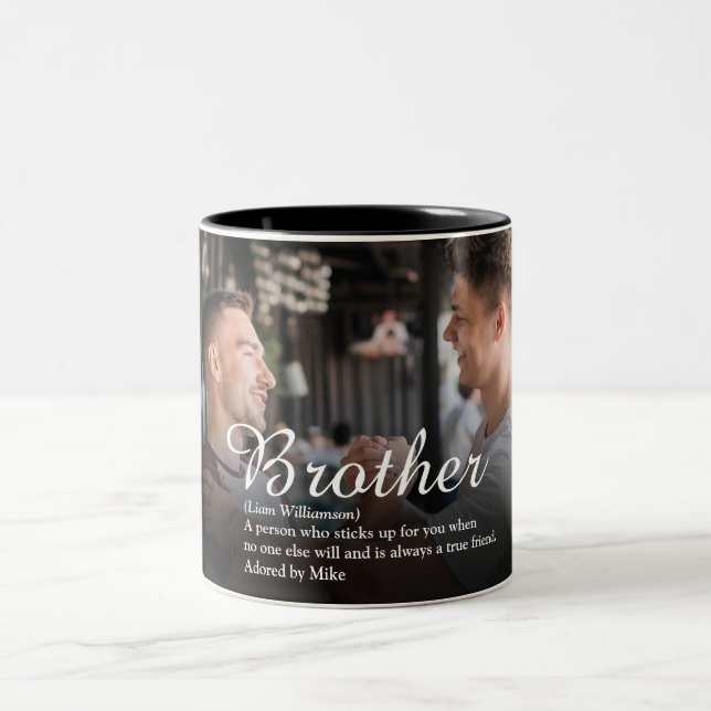 Photo Fun Modern Cool Best Ever Brother Definition Two-Tone Coffee Mug (Center)
