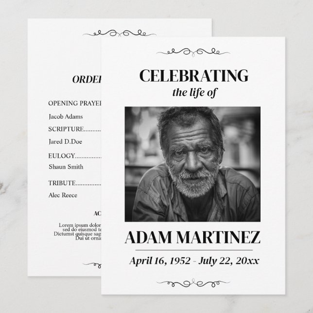 Photo Funeral Celebration Of Life Memorial  Invitation (Front/Back)