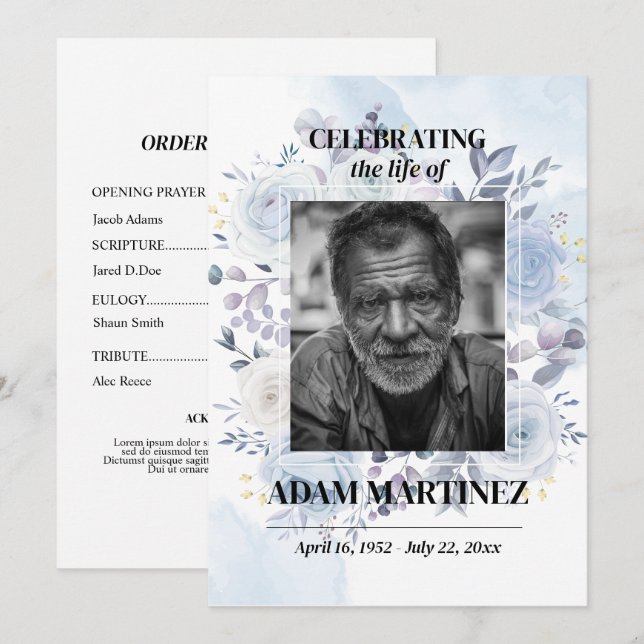 Photo Funeral Celebration Of Life Memorial  Invitation (Front/Back)