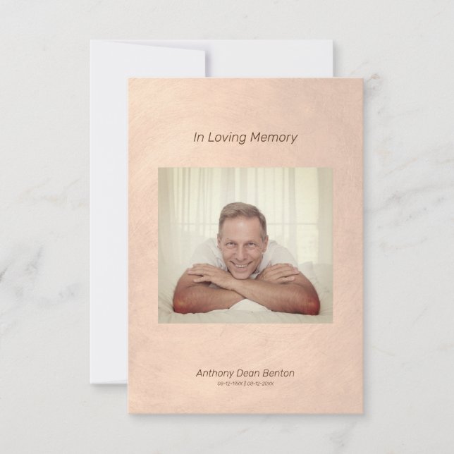 Photo Funeral Invitation Faux Metallic Effect (Front)