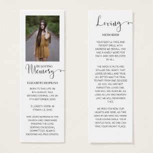 Photo Funeral Memorial Bookmark Card