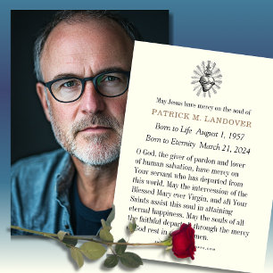 Photo Funeral Memorial Catholic Prayer Card
