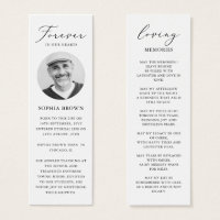 Photo Funeral Memorial Prayer Bookmark Card