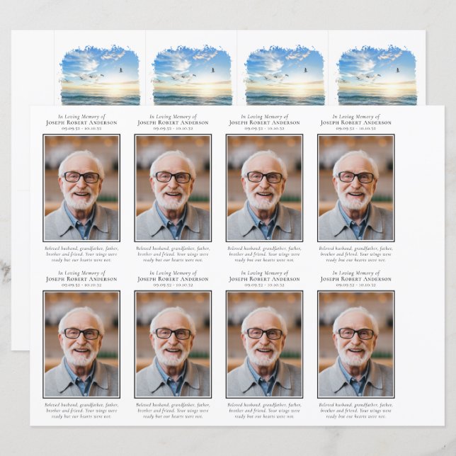 Photo Funeral Prayer Card 4.25x2.5 inch TEMPLATE (Front/Back)