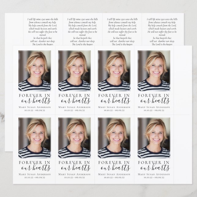 Photo Funeral Prayer Card 4.25x2.5 inch TEMPLATE (Front/Back)
