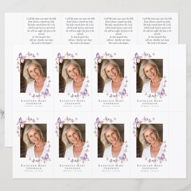 Photo Funeral Prayer Card 4.25x2.5 inch TEMPLATE (Front/Back)