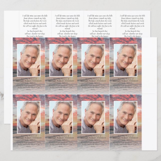 Photo Funeral Prayer Card 4.25x2.5 inch TEMPLATE (Front/Back)