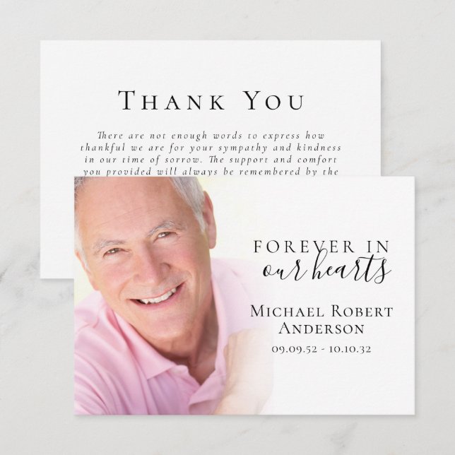 Photo Funeral Thank You Card (Front/Back)