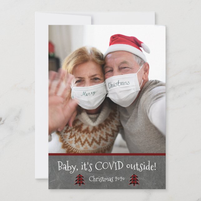 Photo Funny Baby It's Covid Outside Christmas Holiday Card (Front)
