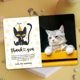 Photo Funny Black Cat Birthday Thank You Card