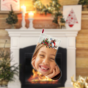 Photo Funny Cute Festive Deer Christmas Stocking