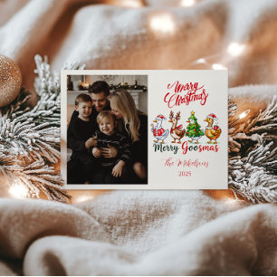 Photo Funny Merry Goosmas Christmas Holiday Card
