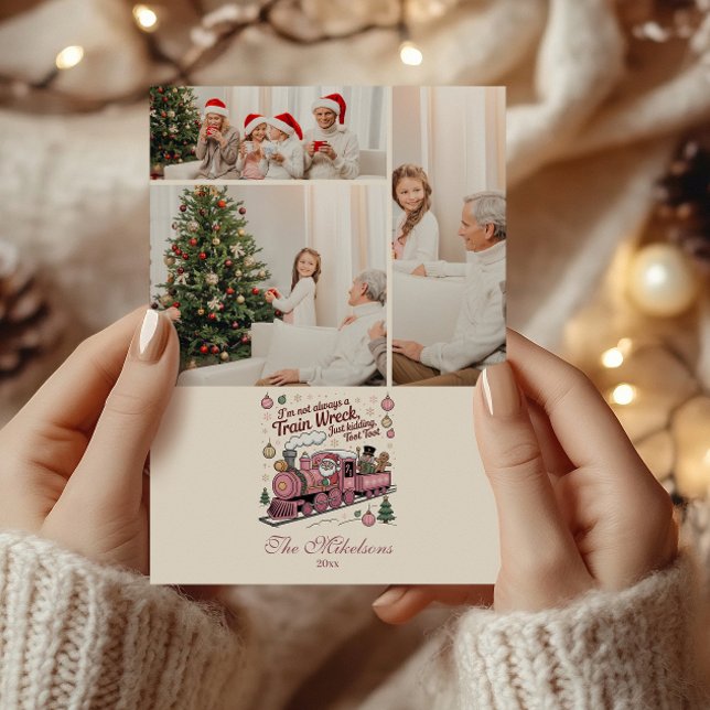 Photo Funny Santa Train Wreck Christmas Holiday Card (Creator Uploaded)