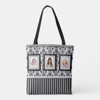 Photo Gallery Tote with Black and White Background Bag