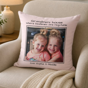 Photo Gift For Grandma Bedtimes Are Negotiable Cushion