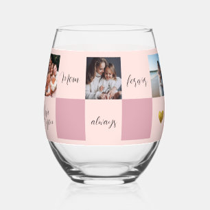 Photo gift "Love you Mum always forever" Stemless Wine Glass