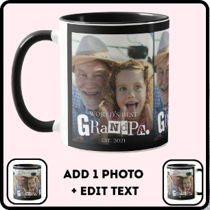 Photo Gift World's Best Grandpa Established Year Mug