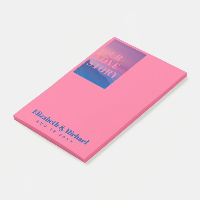 PHOTO Gifts for Newlyweds OUR LOVE STORY Custom Post-it Notes (Angled)