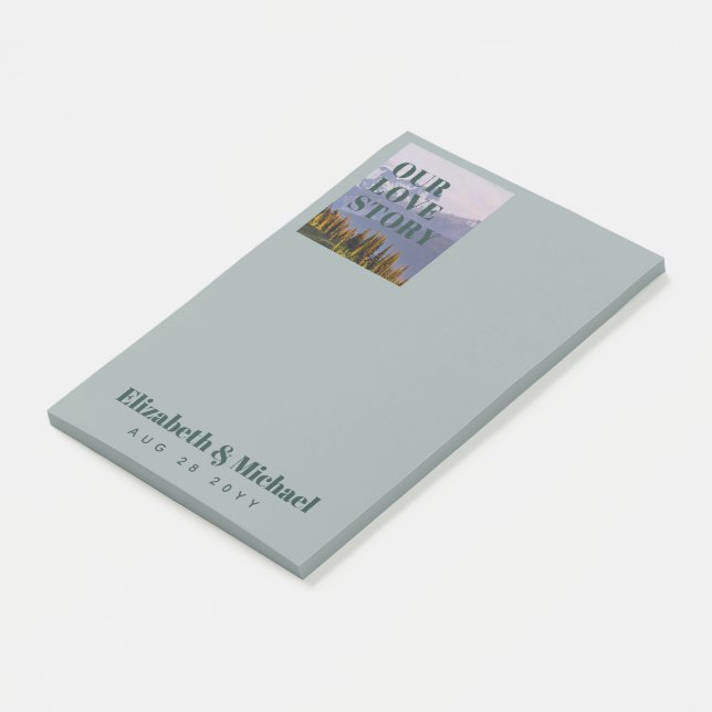PHOTO Gifts for Newlyweds OUR LOVE STORY Custom Post-it Notes (Angled)