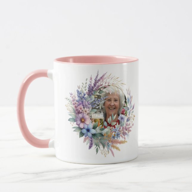 PHOTO Gifts Mothers Day Birthday Floral Best MOM Mug (Left)