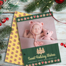 Photo Gingerbread Sweet Wishes Green Rustic Wood