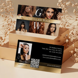 Photo Glam Professional Wig Monogram Black Gold Business Card