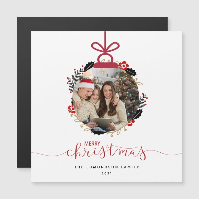 Photo Globe Merry Christmas Ornament Card (Front/Back)