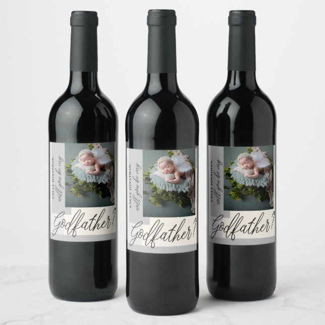 Photo Godfather Proposal Wine Label (Bottles)