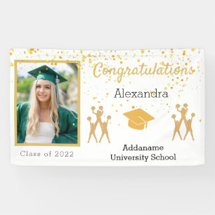 Photo Gold and white Cheerleading Graduation Banner