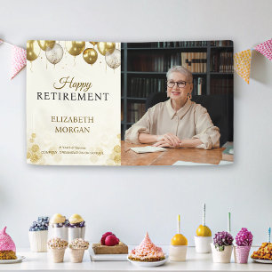 Photo Gold Balloon Happy Retirement Banner