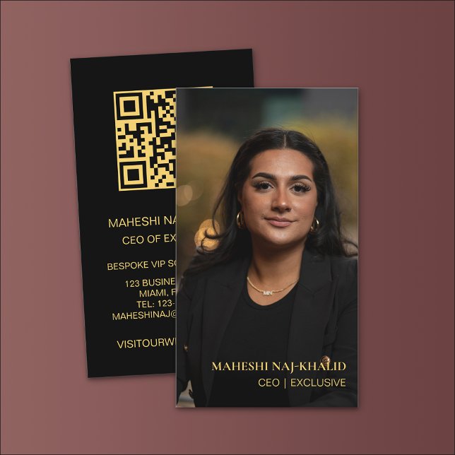 Photo Gold Black Stylish Exclusive Business Card (Creator Uploaded)