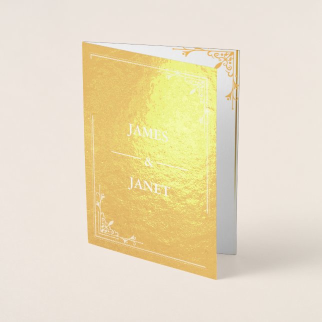  Photo Gold Foil Wedding Invitation (Front)